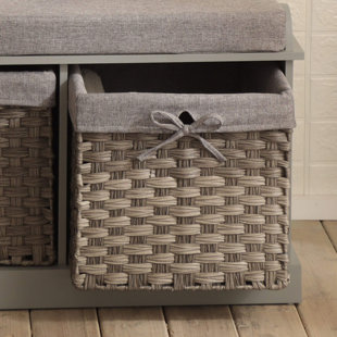 Upholstered cubby on sale storage bench